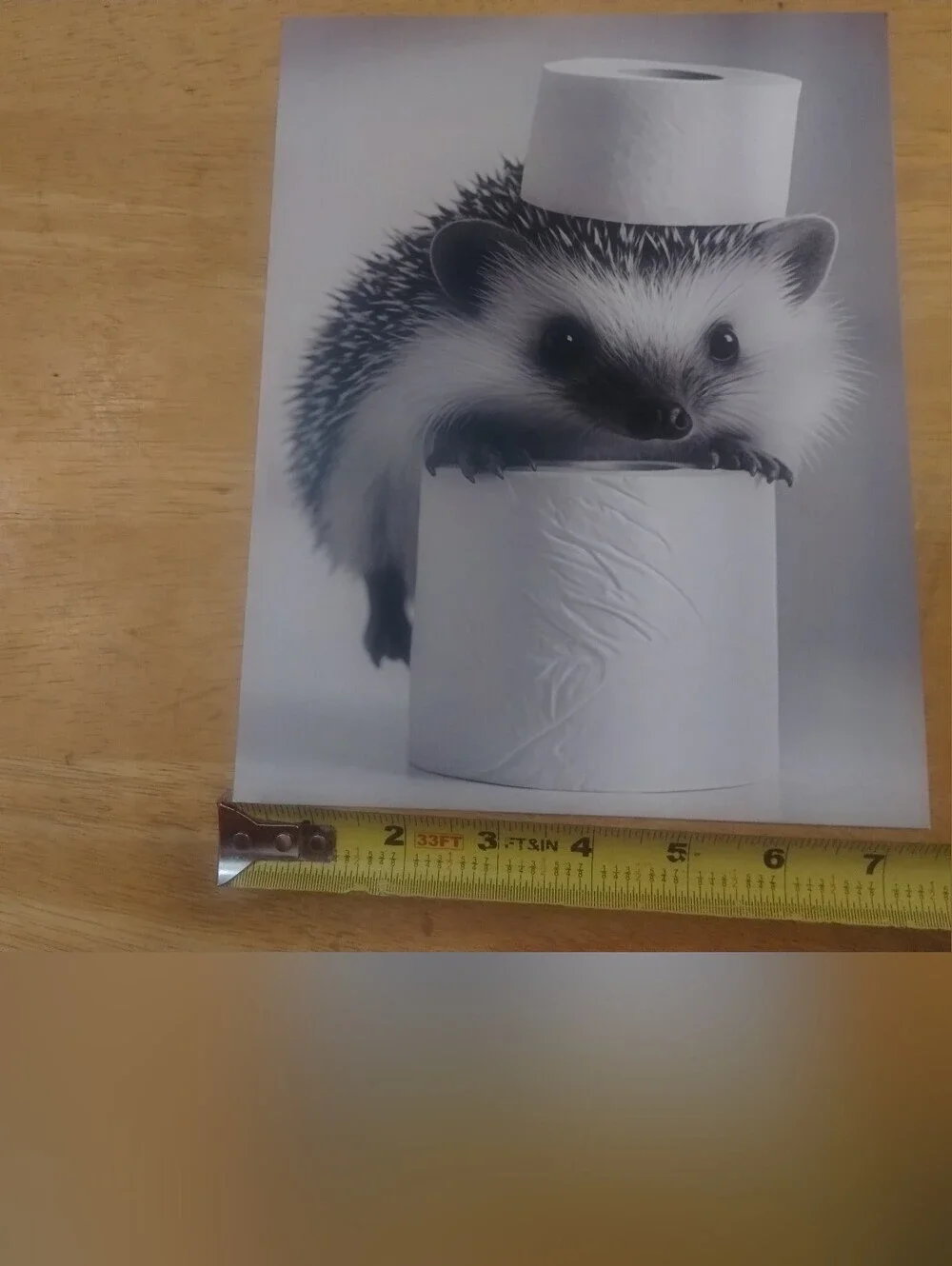 Cute Hedgehog Toilet Paper Wall Art Print Funny Bathroom Decor 8x10 Stock Card